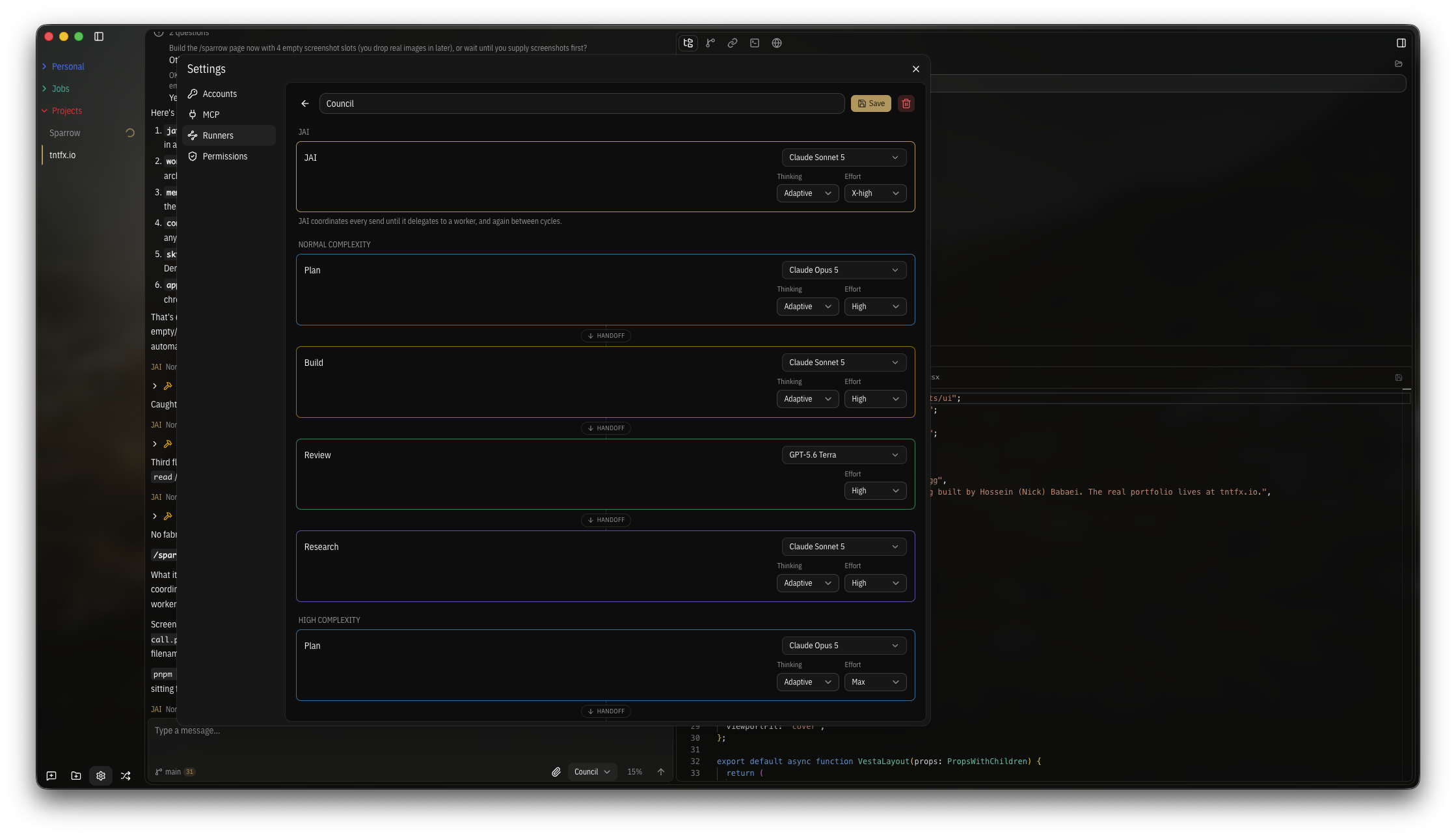 The settings / runners surface showing how work gets dispatched.